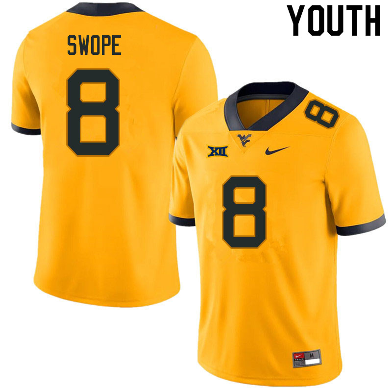 Youth #8 Ronan Swope West Virginia Mountaineers College Football Jerseys Sale-Gold - Click Image to Close